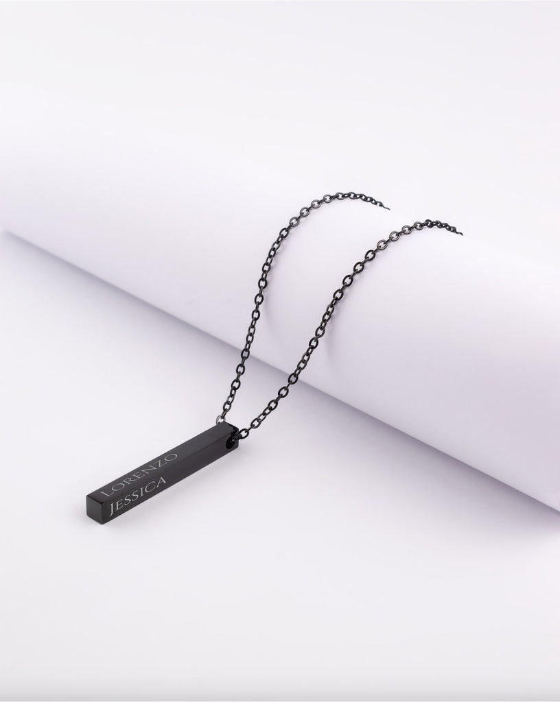 Custom Black Coloured Bar Necklace