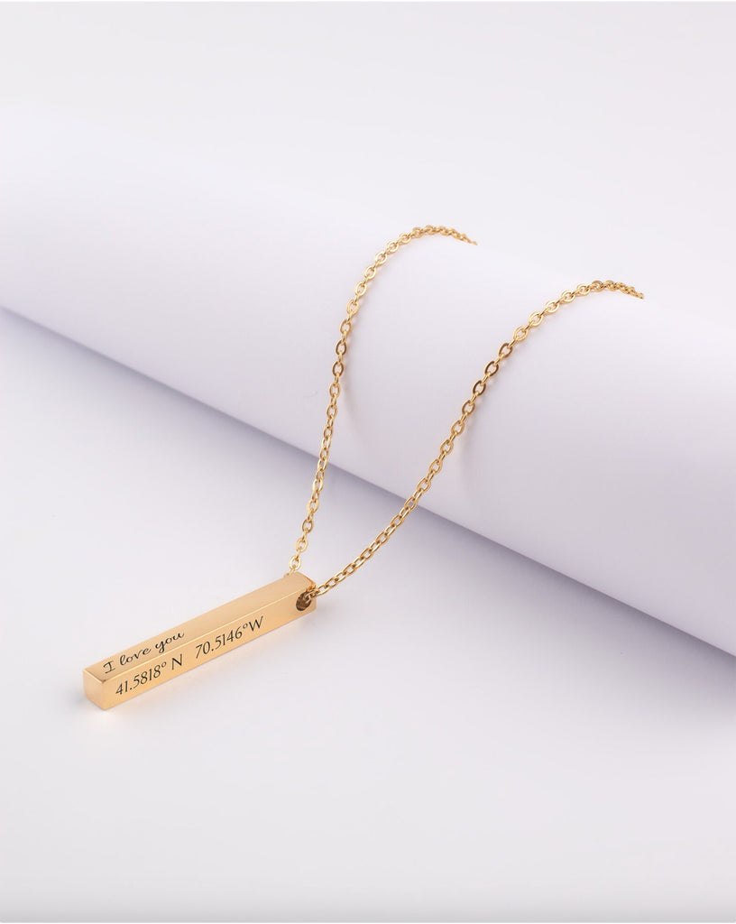 Custom Gold Coloured Bar Necklace