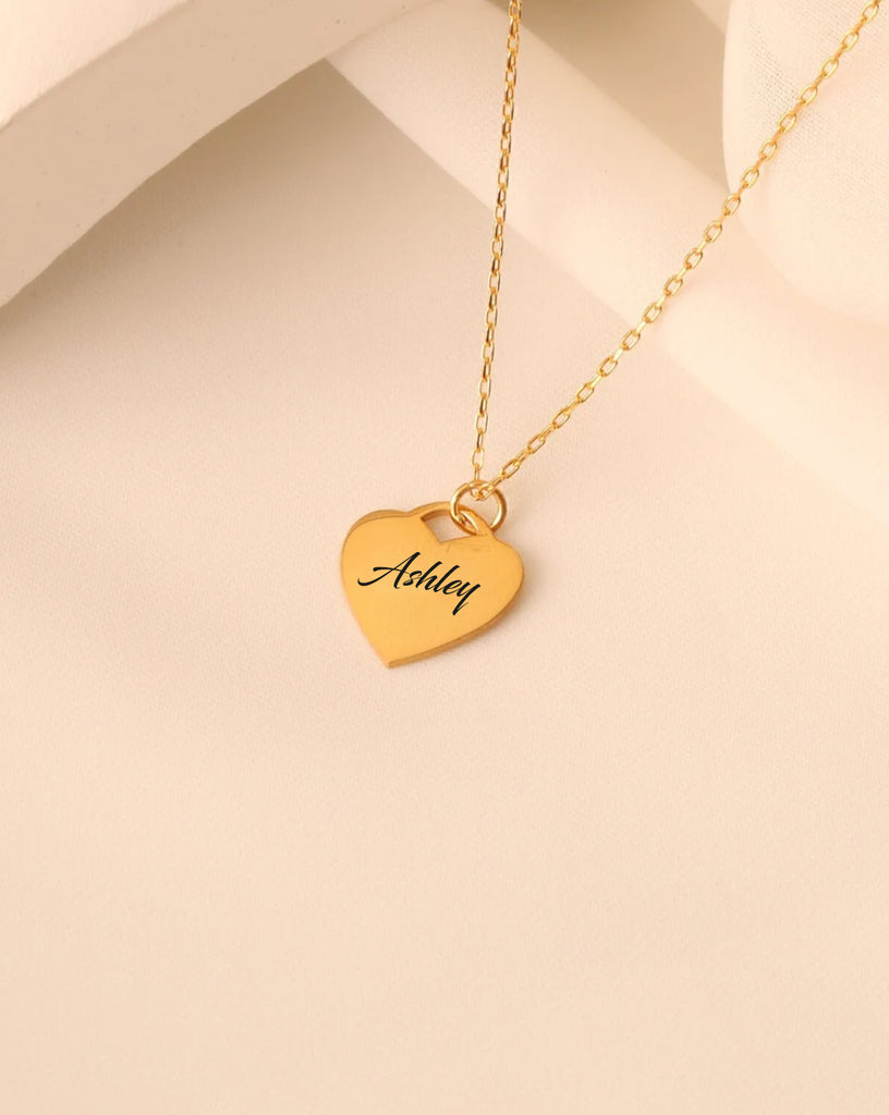 Custom Gold Coloured Heart Plate Pendant