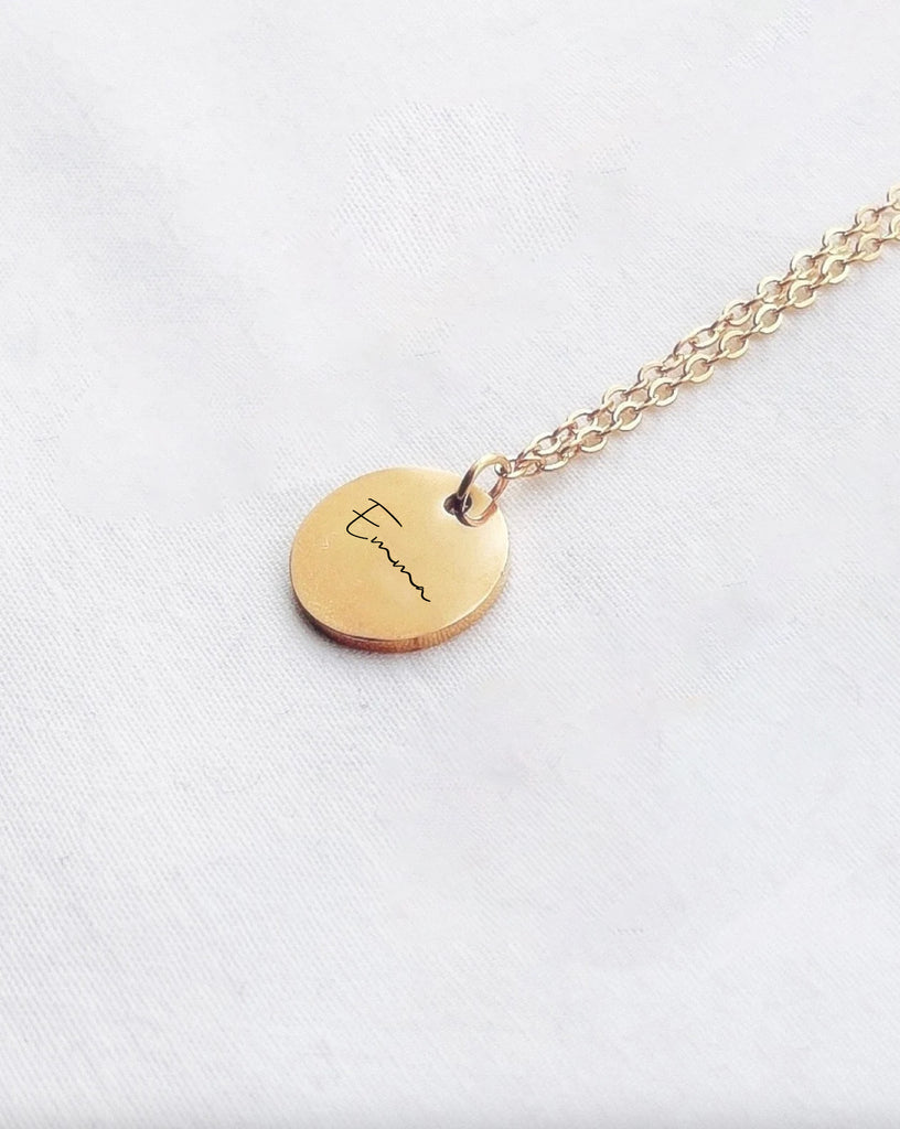 Custom Gold Coloured Round Plate Necklace