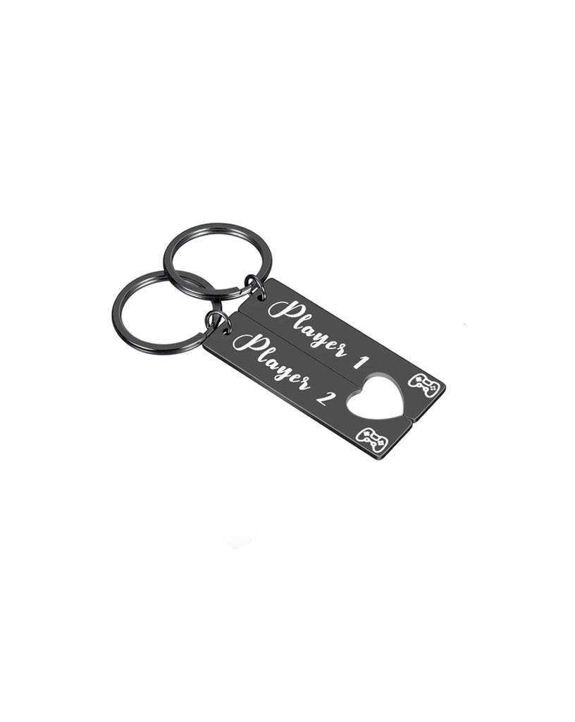 Set of 2 Personalized Black Coloured Keychain for Couples and Friends