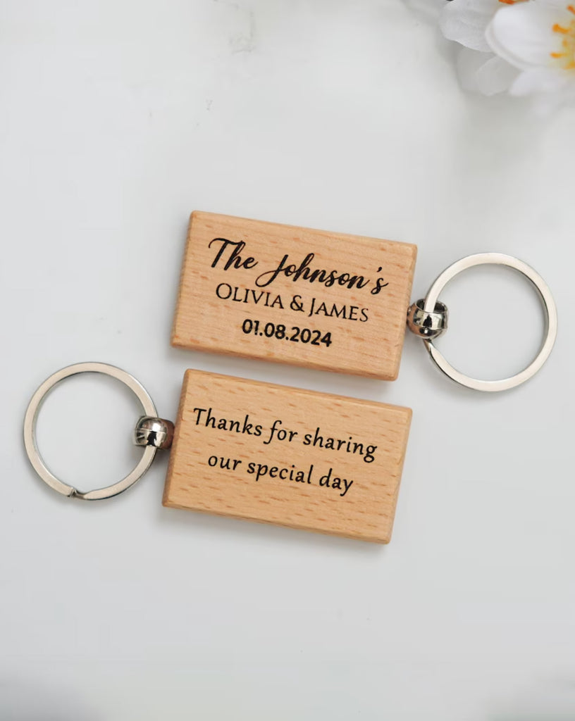 Personalized Rectangular Wood Keychain