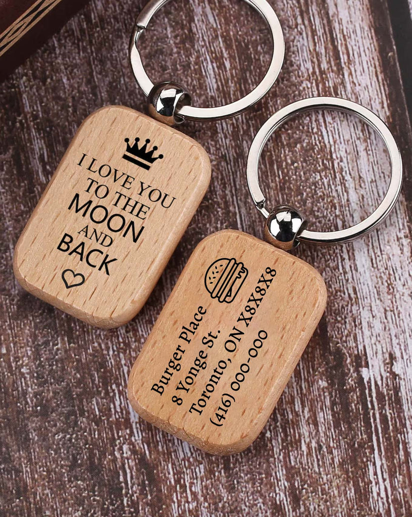 Personalized Rectangular Wood Rounded Corners Keychain