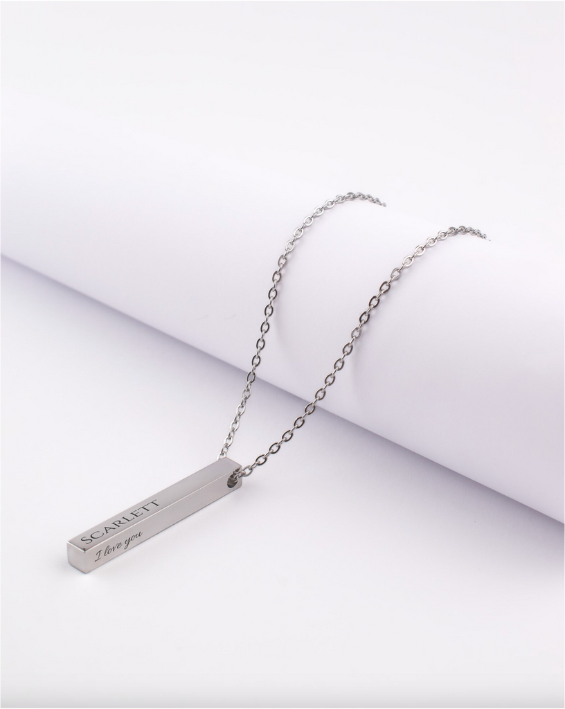 Custom Silver Coloured Bar Necklace